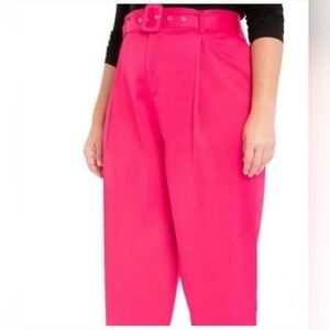Eloquii Pink High Waisted Satin Pants sz 14